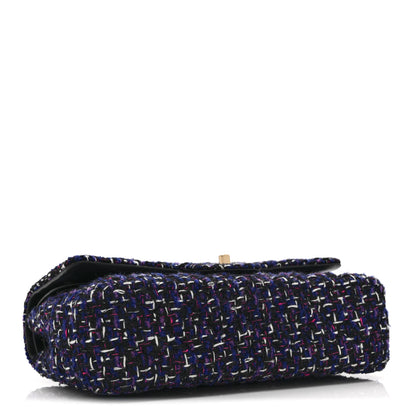 Chanel Tweed Quilted Medium Double Flap Dark Purple 4 of 10