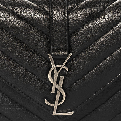 Saint Laurent Sheepskin Matelasse Chevron Monogram College Chain Wallet Coal 7 of 10