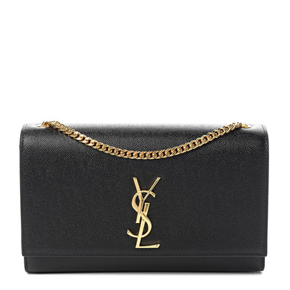 Saint Laurent Grain De Poudre Medium Classic Monogram Kate Satchel Black 1 of 9