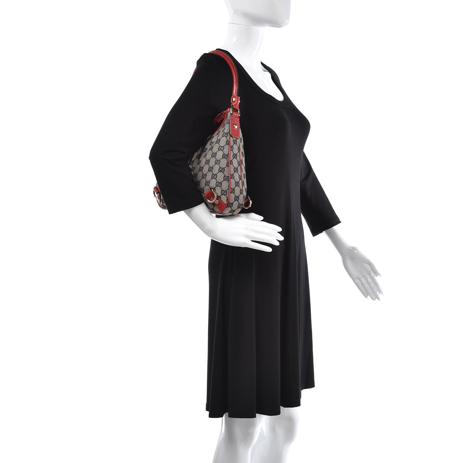 Gucci Monogram Medium Abbey D Ring Hobo Navy Red 2 of 7