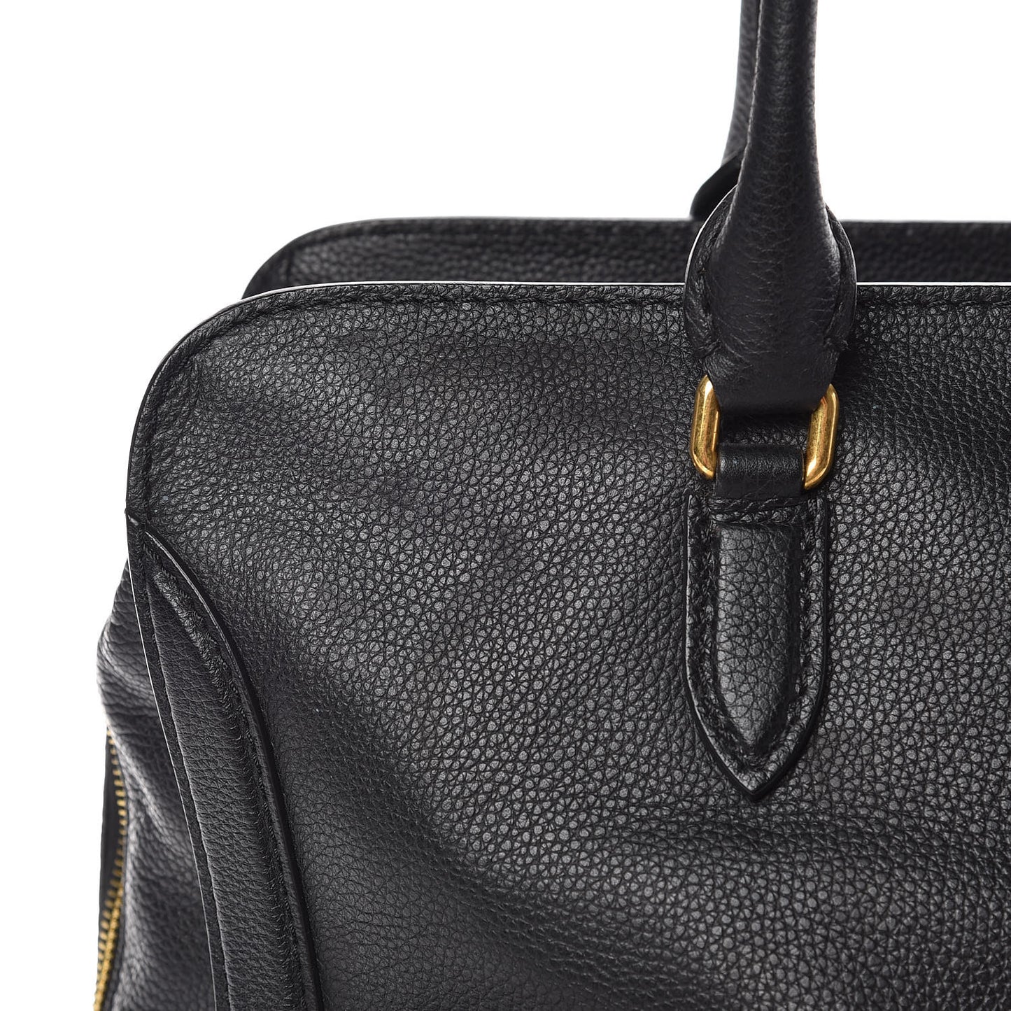 Pebbled Calfskin Large Skull Padlock Zip Around Tote Black