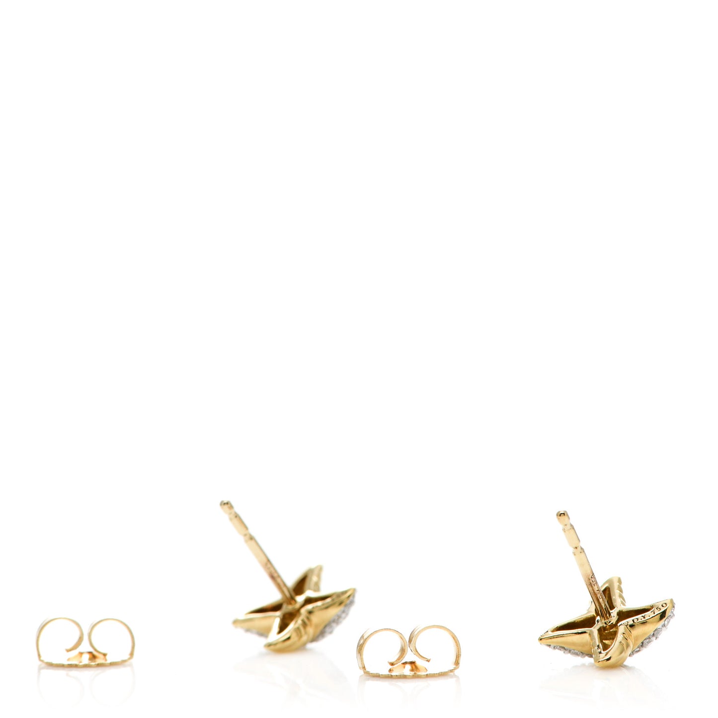 18K Yellow Gold Diamond Pave X Earrings