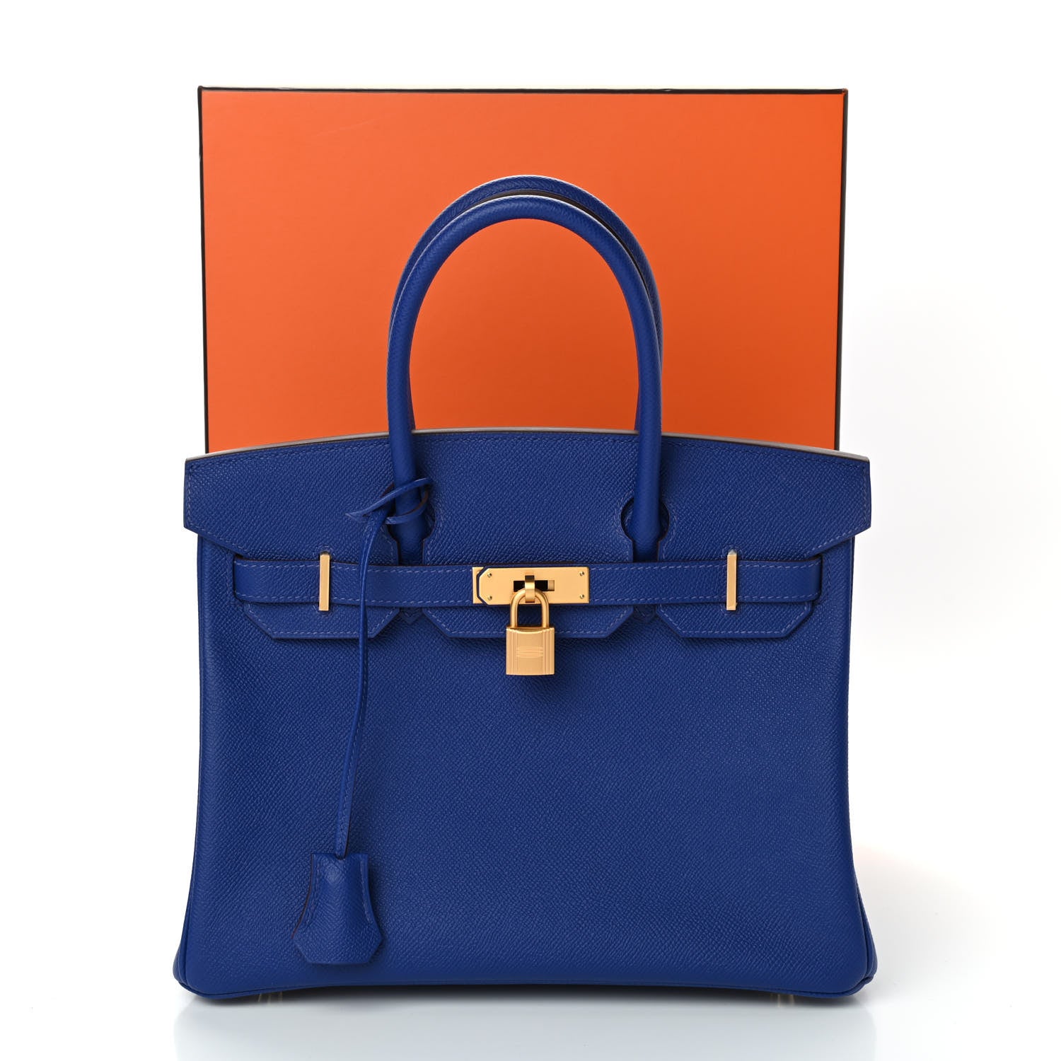 Hermes Epsom Horseshoe Birkin 30 Bleu Electrique Rose Pourpre 10 of 10