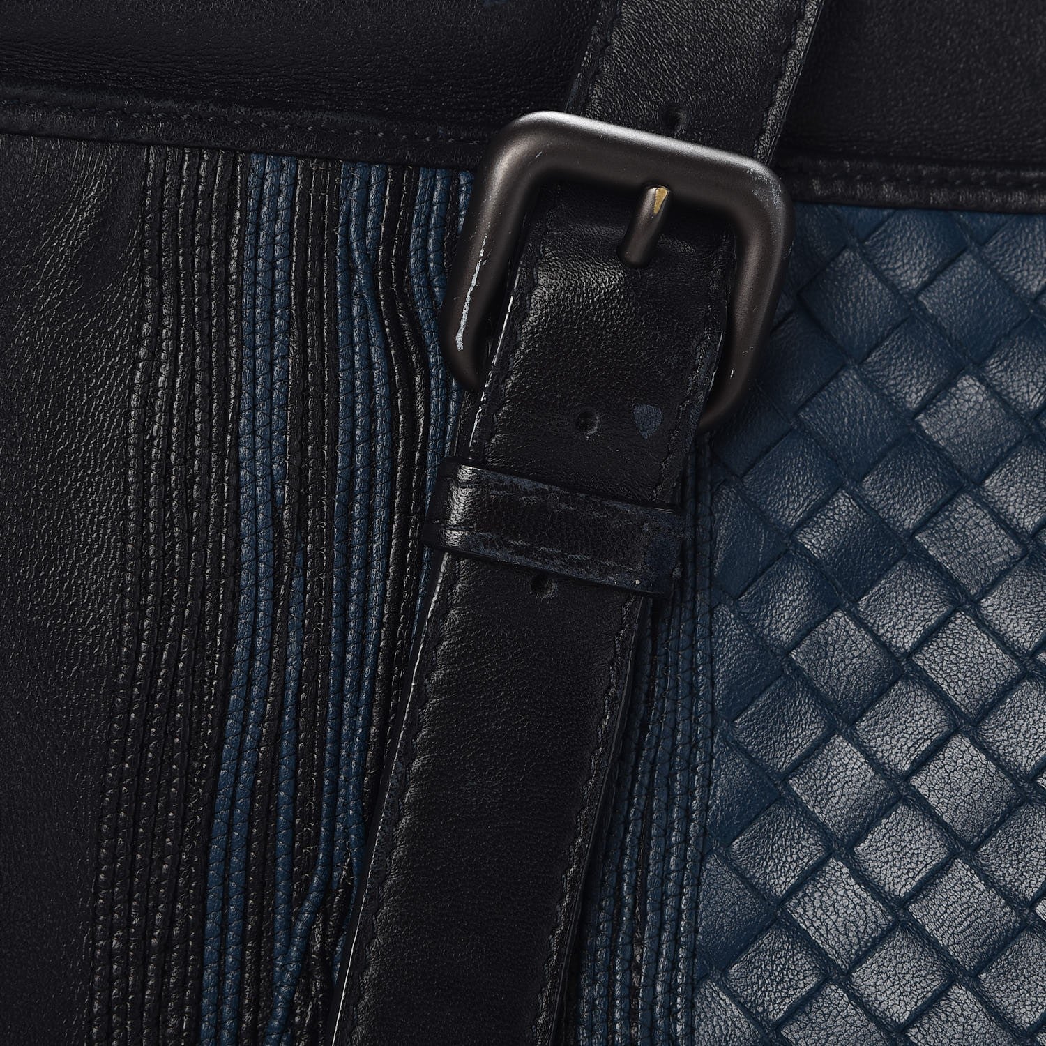 Bottega Veneta Calfskin Leggero Intrecciato Embroidered Briefcase Nero Black Blue 9 of 19