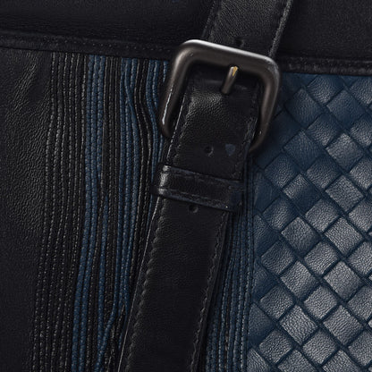 Bottega Veneta Calfskin Leggero Intrecciato Embroidered Briefcase Nero Black Blue 9 of 19