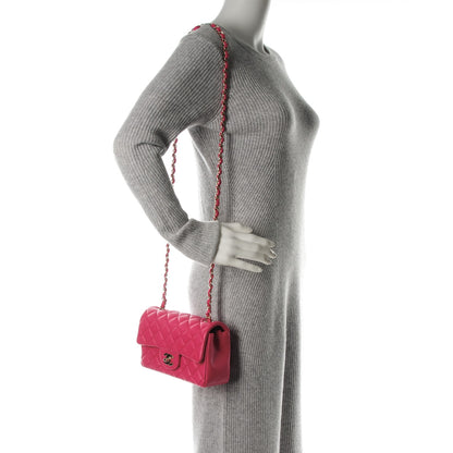 Chanel Lambskin Quilted Mini Rectangular Flap Dark Pink 2 of 7