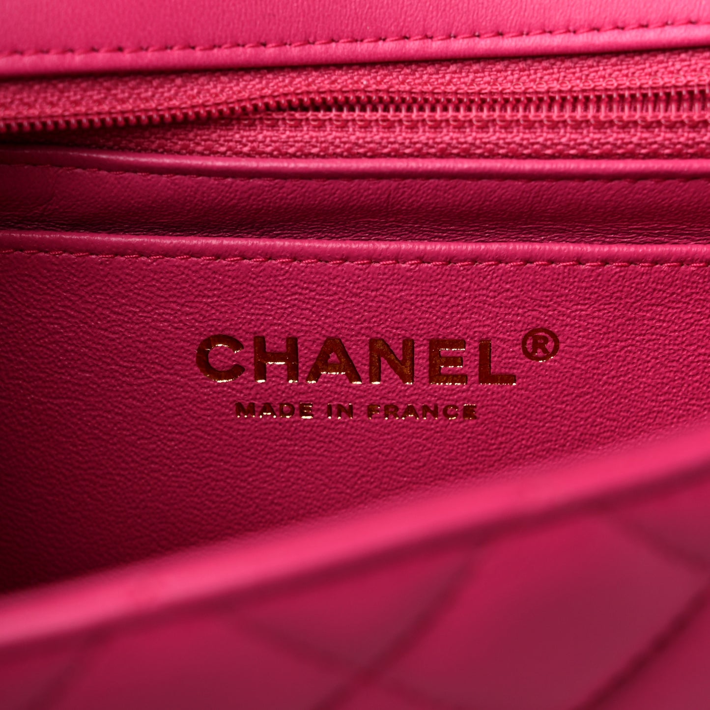 Lambskin Quilted Mini Rectangular Flap Fuchsia
