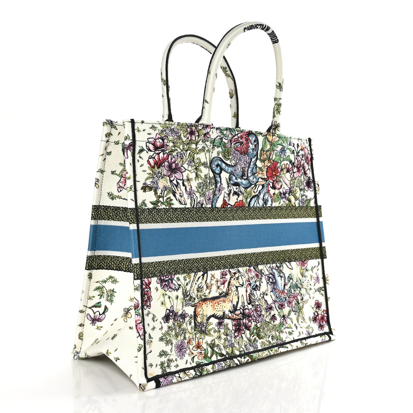 Canvas Embroidered Large D-Constellation Book Tote Latte Multicolor