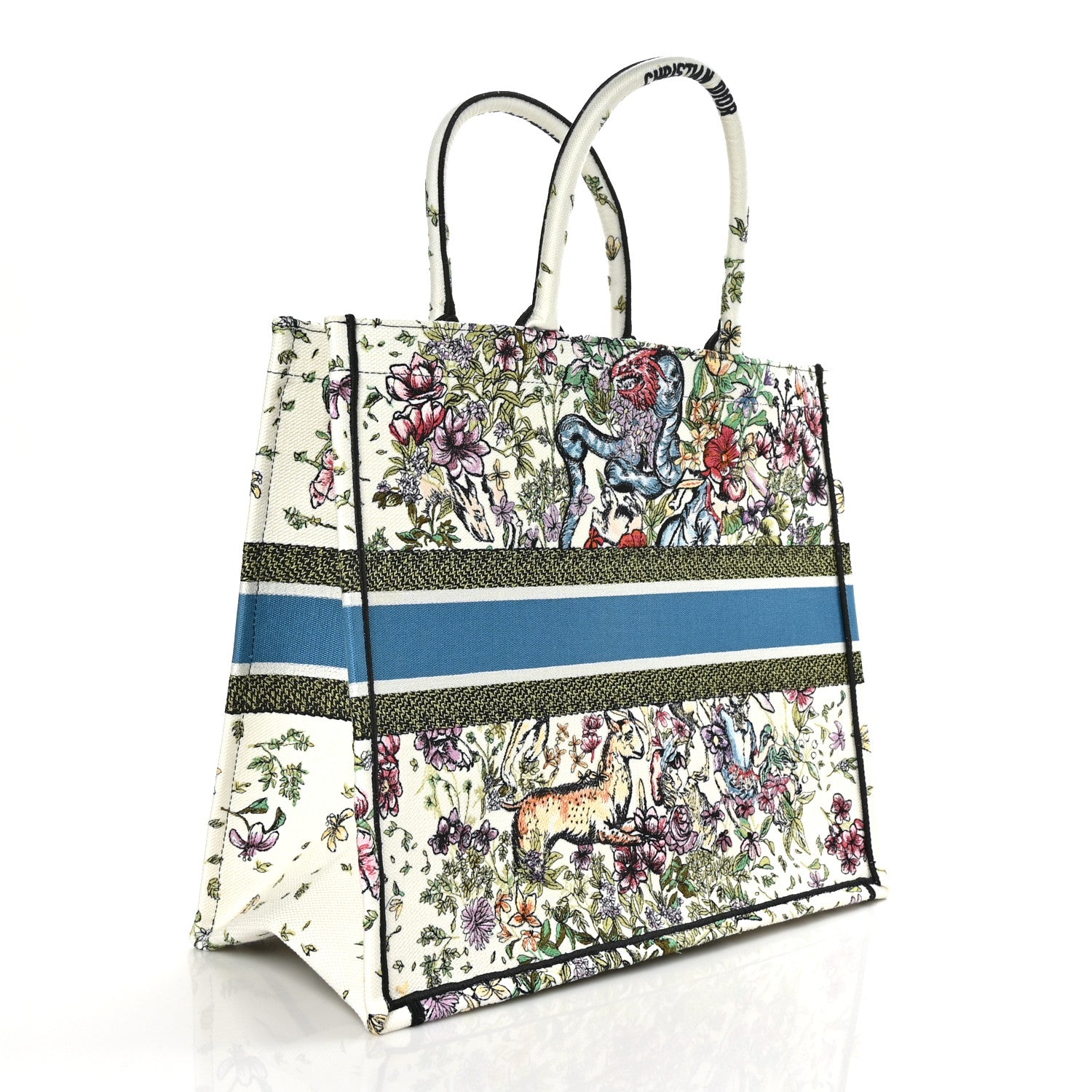 Christian Dior Canvas Embroidered Large D-Constellation Book Tote Latte Multicolor 3 of 7