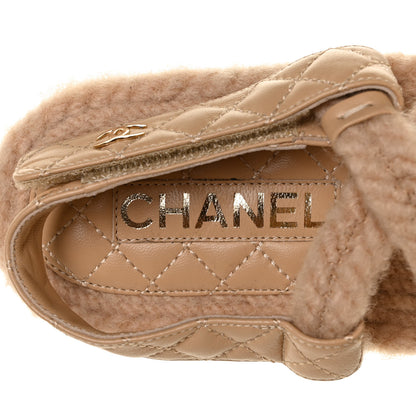 Chanel Cord Lambskin Quilted Logo Sandals 39 Beige 6 of 6