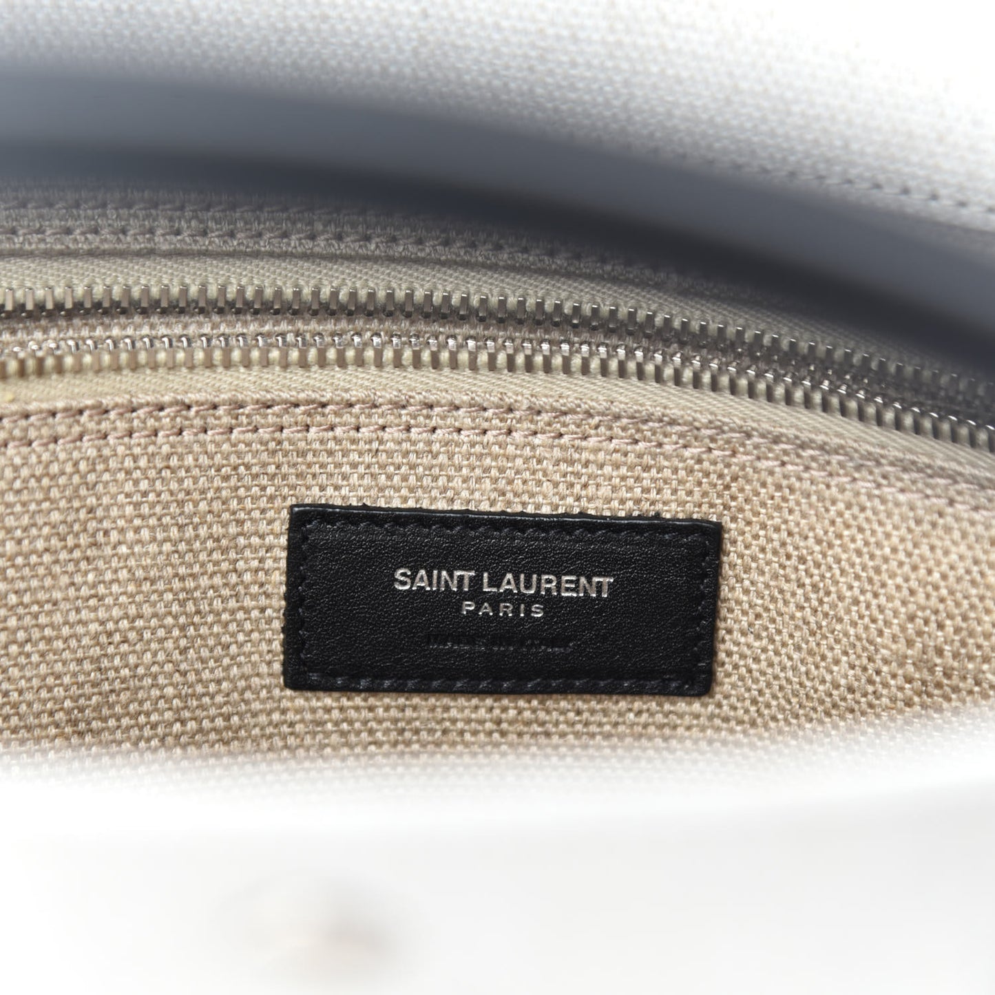 Linen Calfskin Rive Gauche North South Tote Optic White