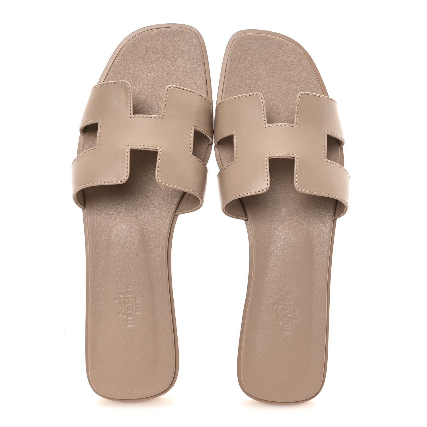 Hermes Box Calfskin Oran Sandals 41 Beige Mastic 2 of 9
