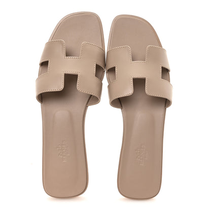 Hermes Box Calfskin Oran Sandals 41 Beige Mastic 2 of 9