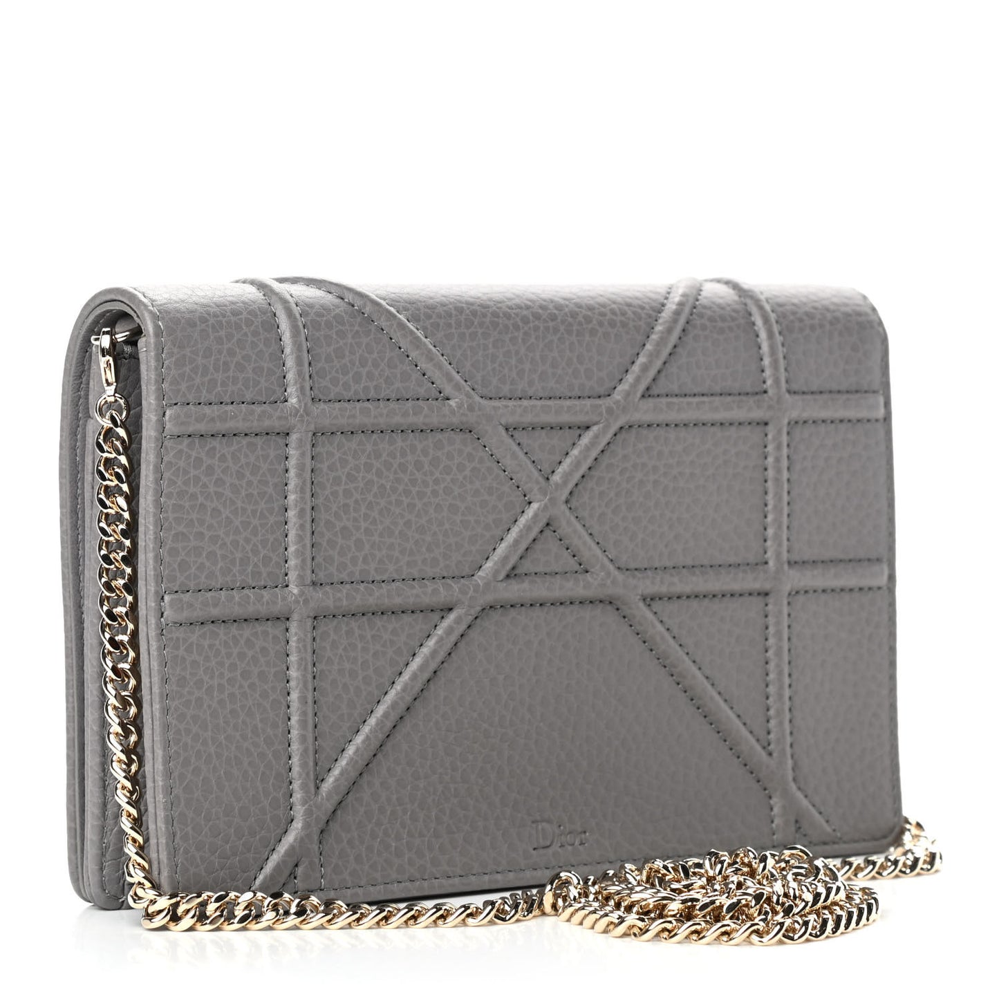 Grained Calfskin Diorama Wallet on Chain Pouch Gris