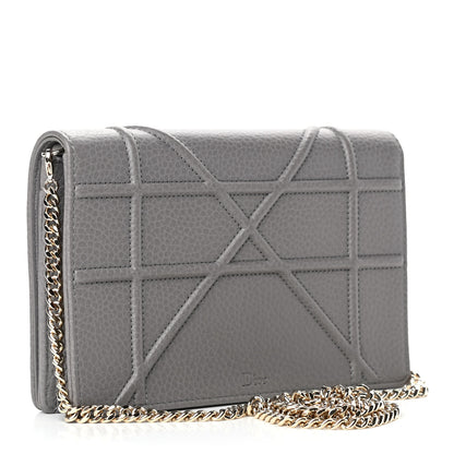 Christian Dior Grained Calfskin Diorama Wallet on Chain Pouch Gris 2 of 4