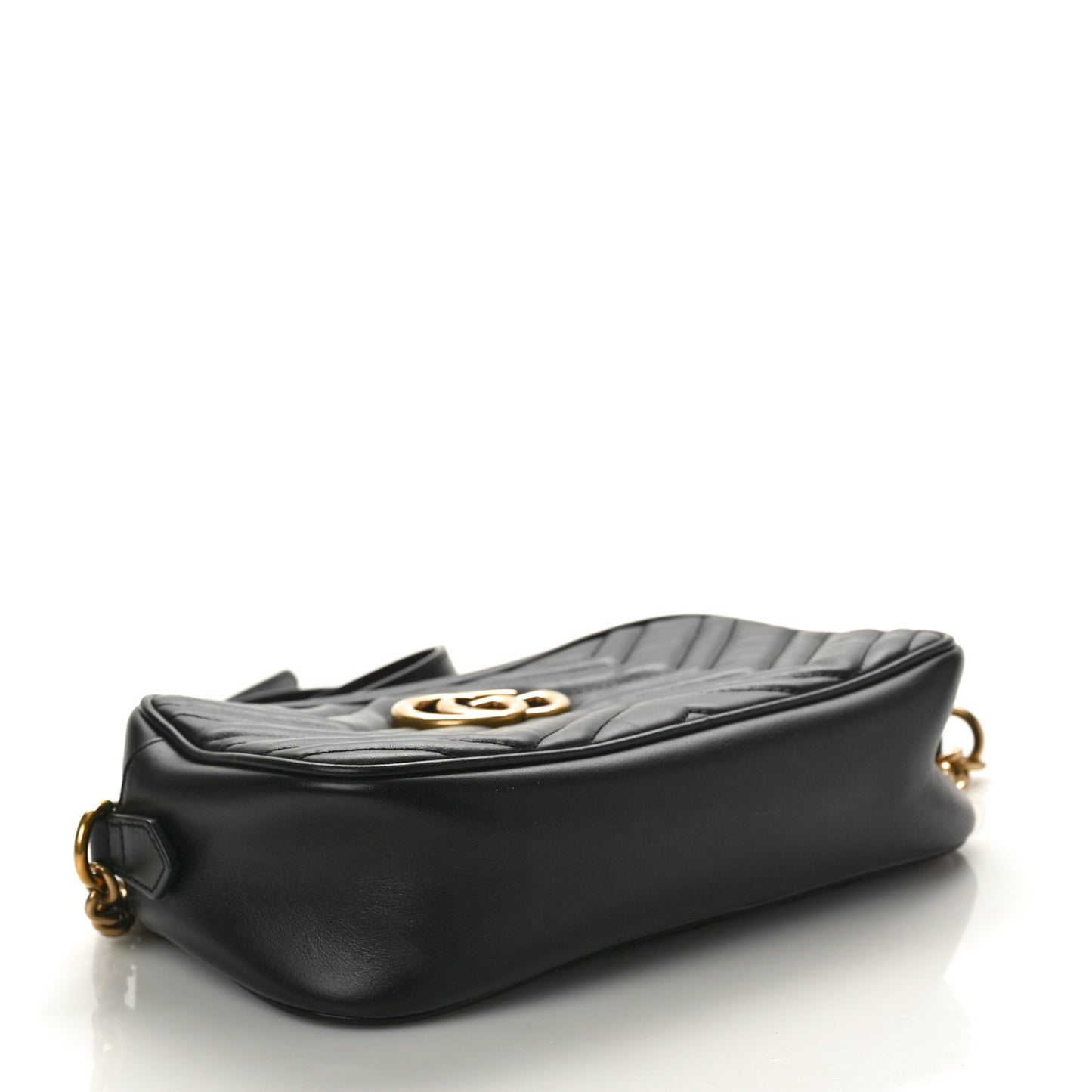 Calfskin Matelasse Small GG Marmont Chain Shoulder Bag Black