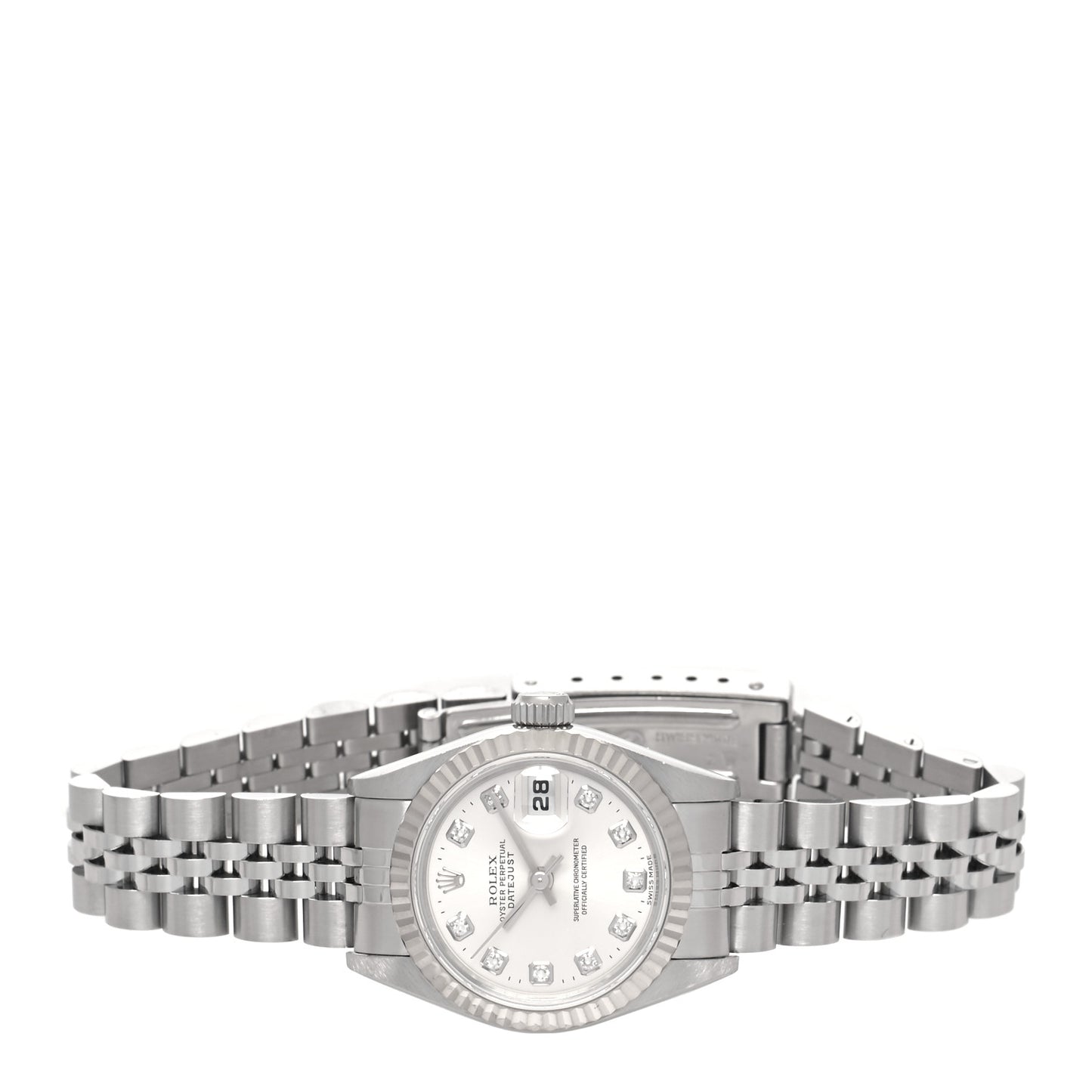 Stainless Steel 18K White Gold Diamond 26mm Oyster Perpetual Datejust Watch Silver 69174