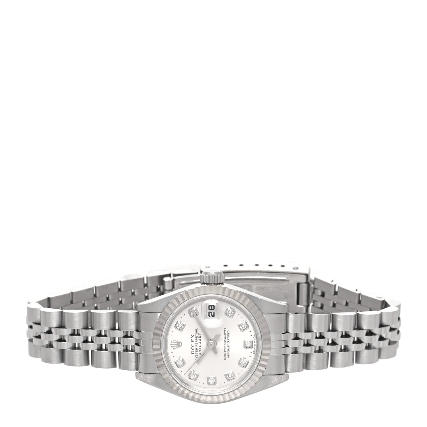 Rolex Stainless Steel 18K White Gold Diamond 26mm Oyster Perpetual Datejust Watch Silver 69174 2 of 4