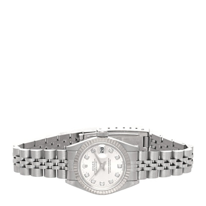 Rolex Stainless Steel 18K White Gold Diamond 26mm Oyster Perpetual Datejust Watch Silver 69174 2 of 4