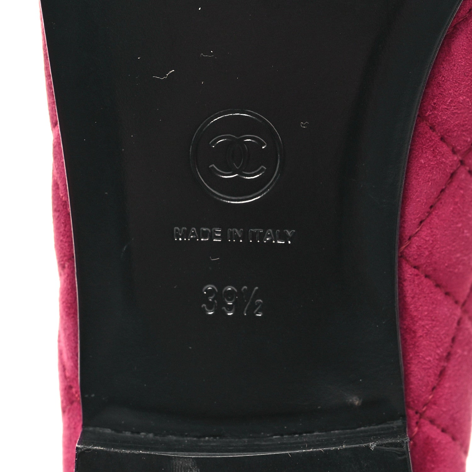 Chanel Suede Calfskin Quilted Cap Toe CC Ballerina Flats 39.5 Dark Pink 7 of 8