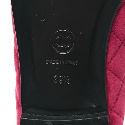 Chanel Suede Calfskin Quilted Cap Toe CC Ballerina Flats 39.5 Dark Pink 7 of 8