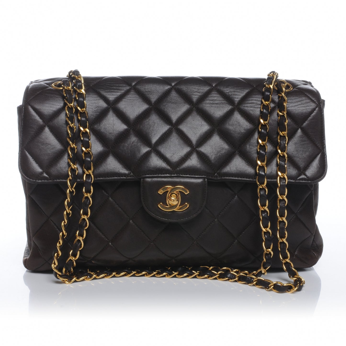 Lambskin Double Sided Medium Flap Brown