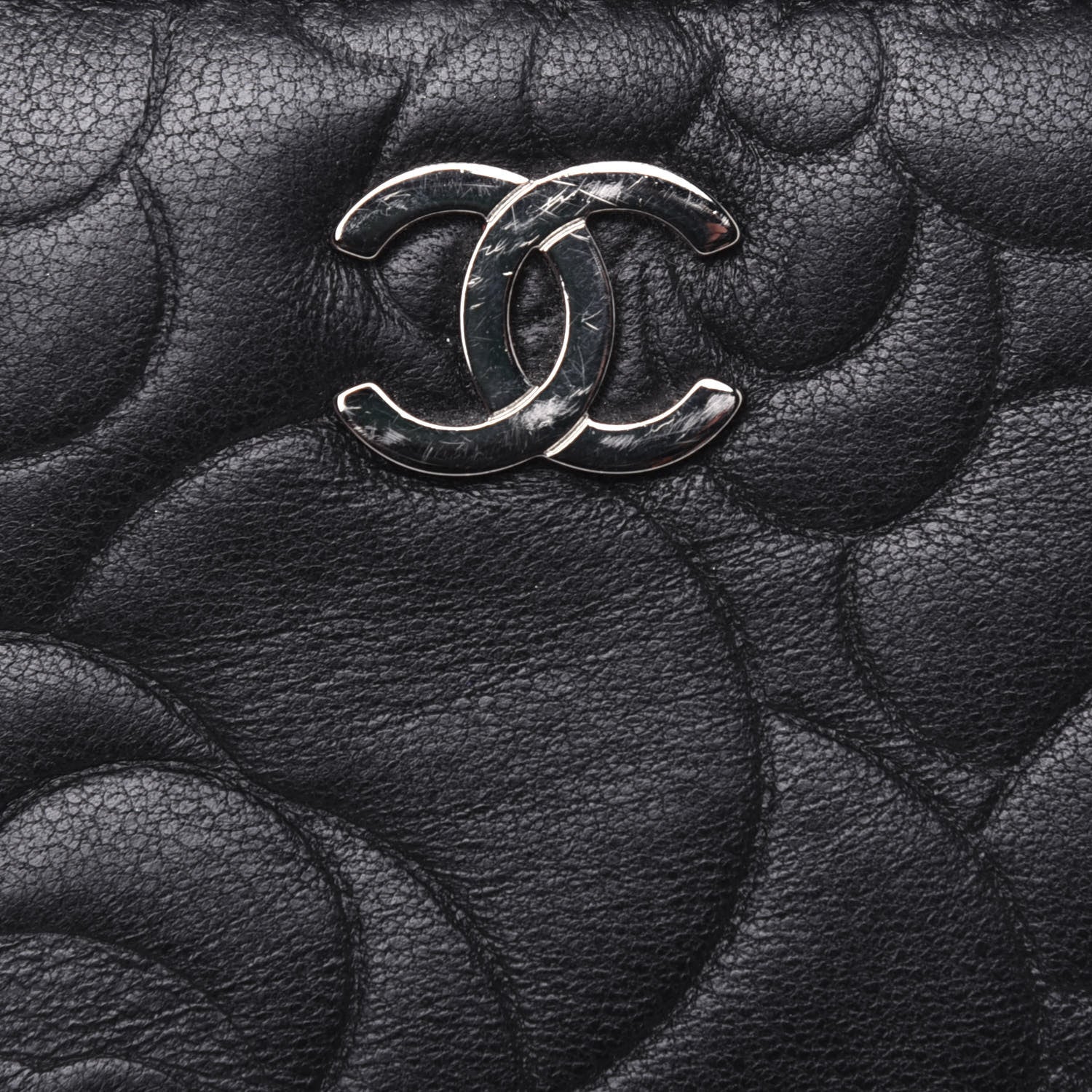 Chanel Lambskin Camellia Embossed Key Holder Case Black 11 of 12