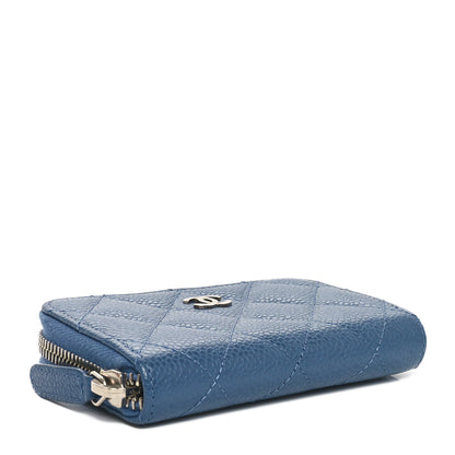 Chanel Caviar Quilted Zip Coin Purse Blue 4 of 8