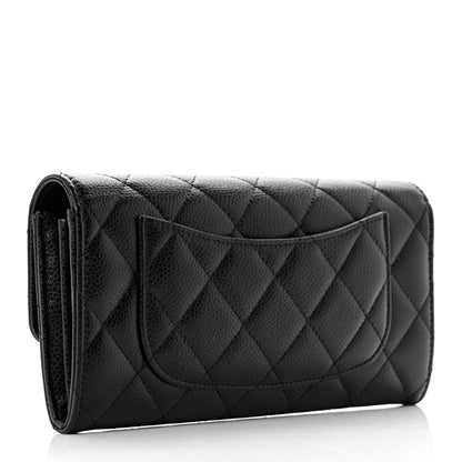 Chanel Caviar Quilted Large Gusset Flap Wallet Black 3 of 9