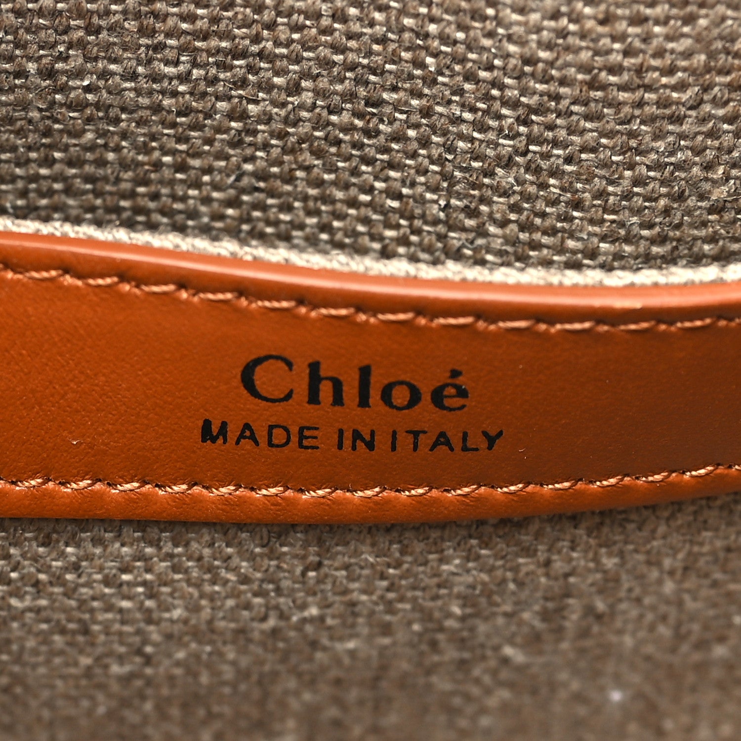 Chloe Linen Calfskin Small Sense Tote Bag Orange 6 of 9