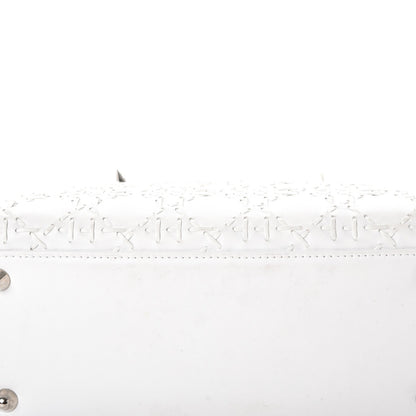 Christian Dior Lambskin Stitched Woven Medium Lady Dior White 14 of 16