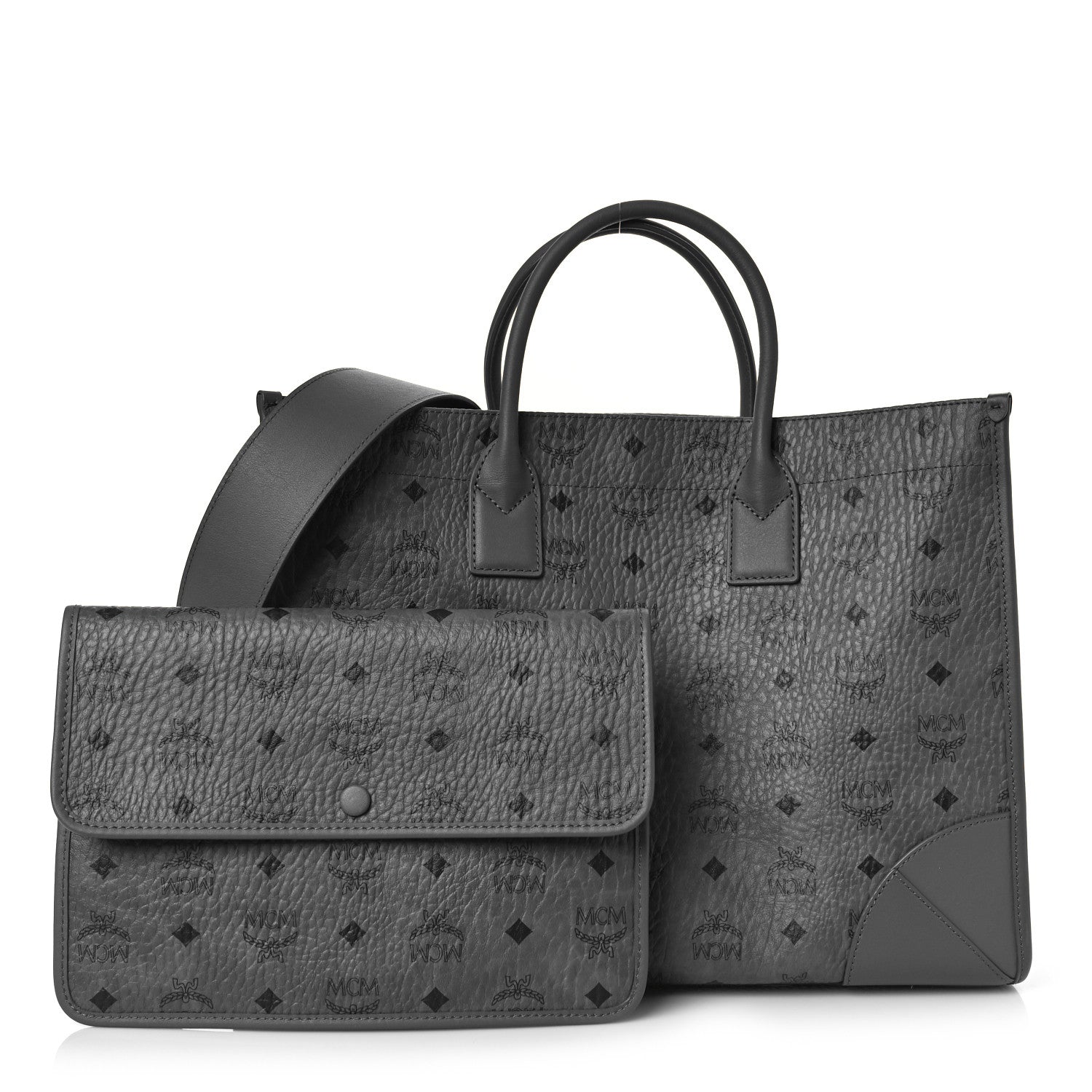 MCM Visetos Large Munchen Tote Grey 1 of 9