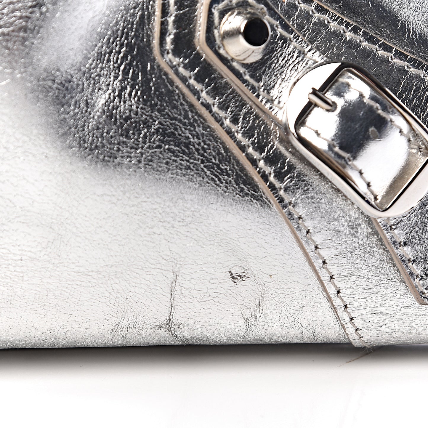 Metallic Calfskin Motocross Classic Hardware Bowling MM Silver Hardware