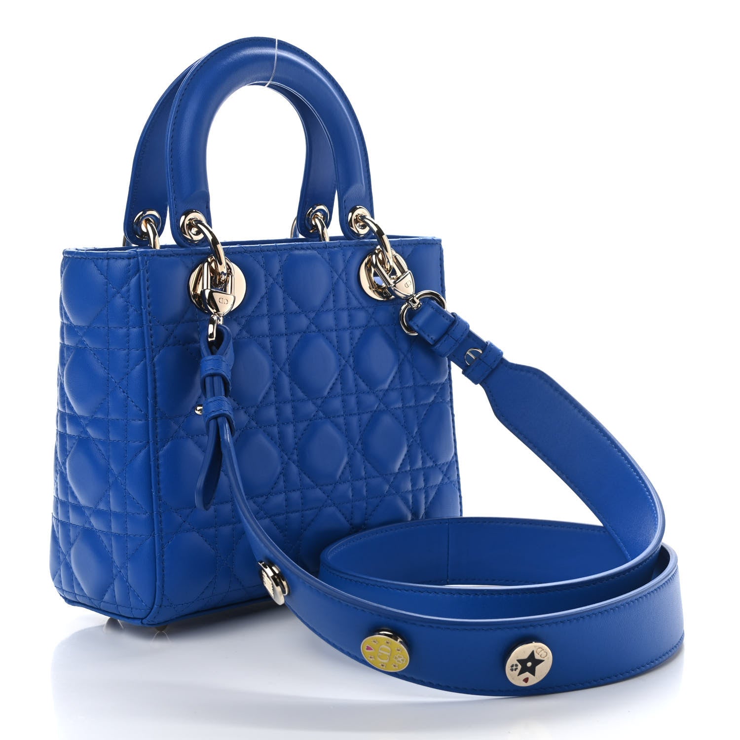 Christian Dior Lambskin Cannage Small Lucky Badges My Lady Dior Blue 3 of 10
