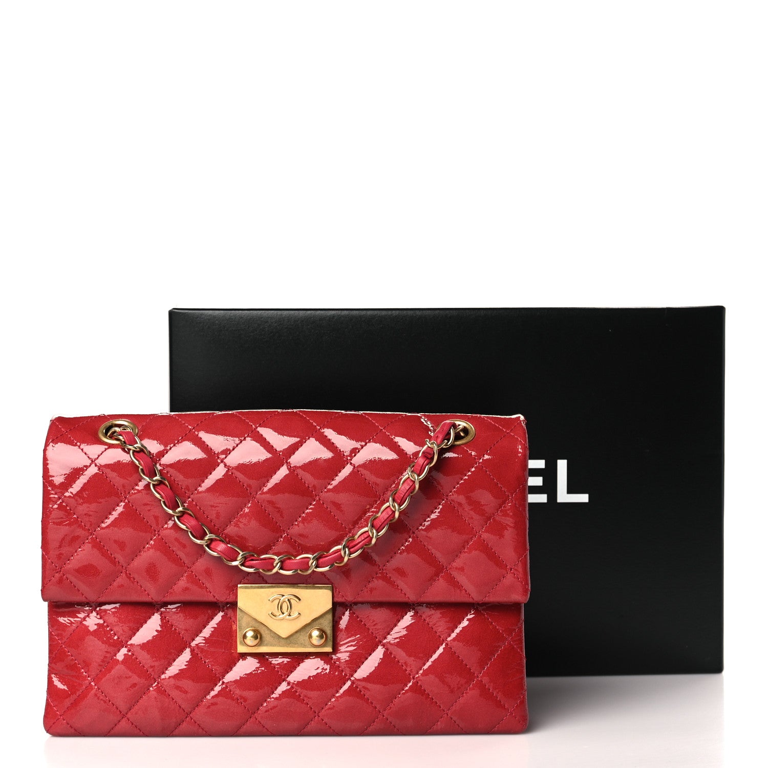 Chanel Patent Goatskin Quilted Small 3 Pocket Accordion Flap Red 10 of 10