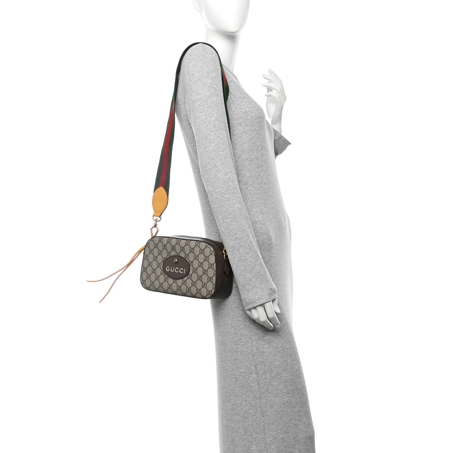 Gucci GG Supreme Monogram Web Neo Vintage Shoulder Bag Beige New Acero Crop 2 of 12
