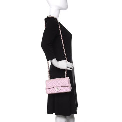 Chanel Iridescent Calfskin Quilted Mini Rectangular Flap Light Pink 2 of 9