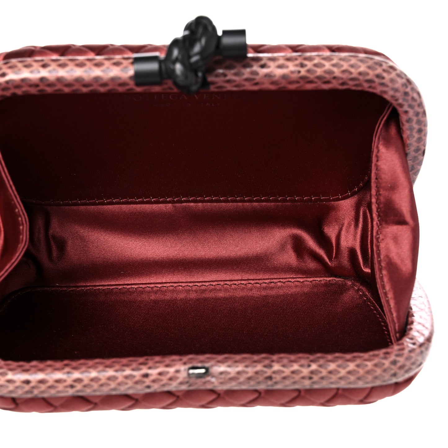 Satin Intreccio Impero Ayers Knot Clutch Red