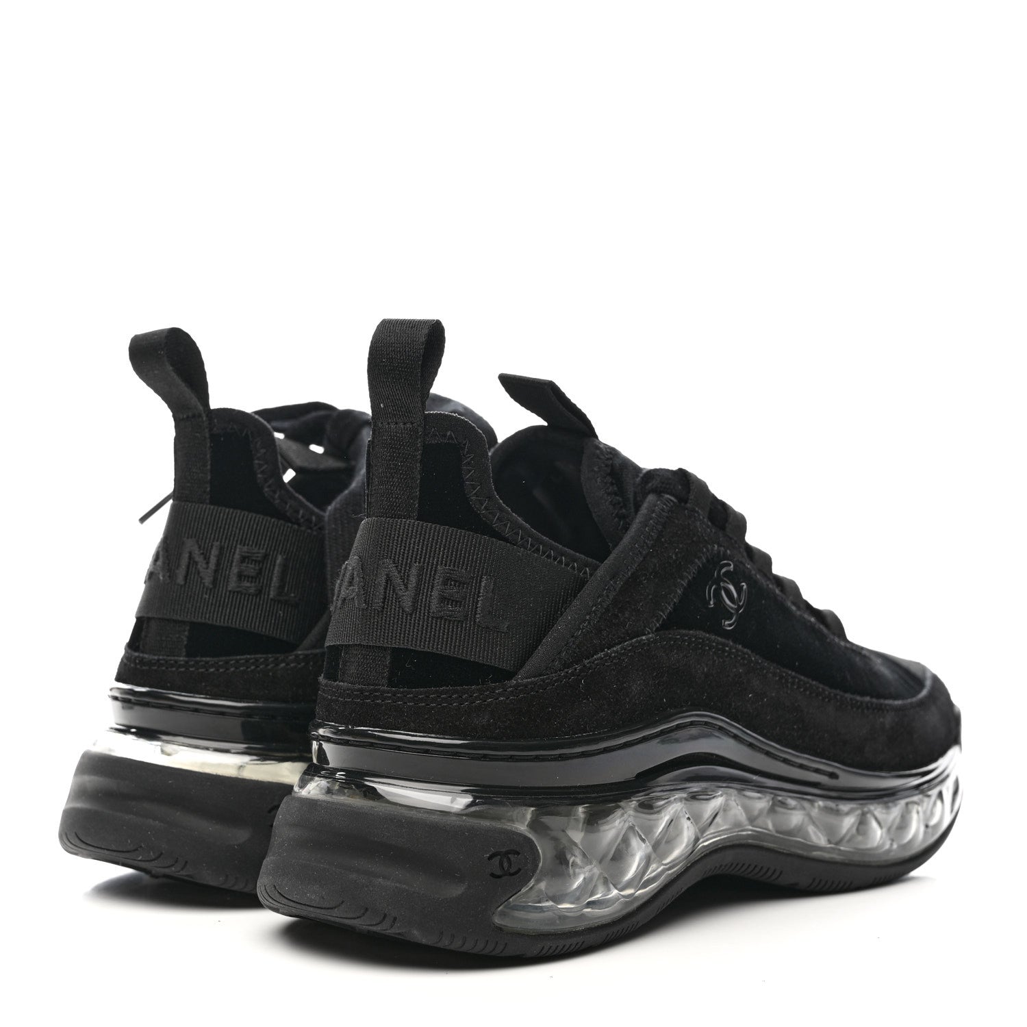 Chanel Suede Calfskin Velvet Grosgrain CC Sneakers 35.5 Black 5 of 9