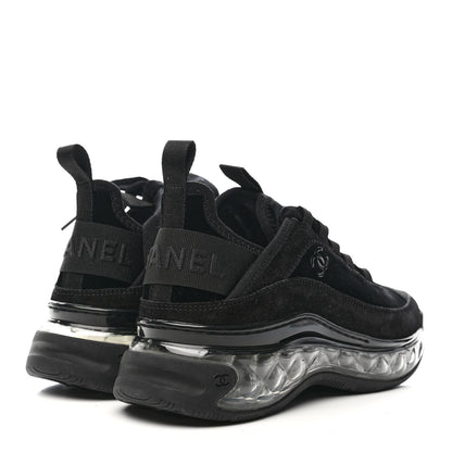Chanel Suede Calfskin Velvet Grosgrain CC Sneakers 35.5 Black 5 of 9