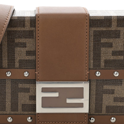 Fendi Shiny Glazed Fabric Vachetta FF 1974 Mini Baguette Trunk Mogano Panna Cuoio 7 of 10