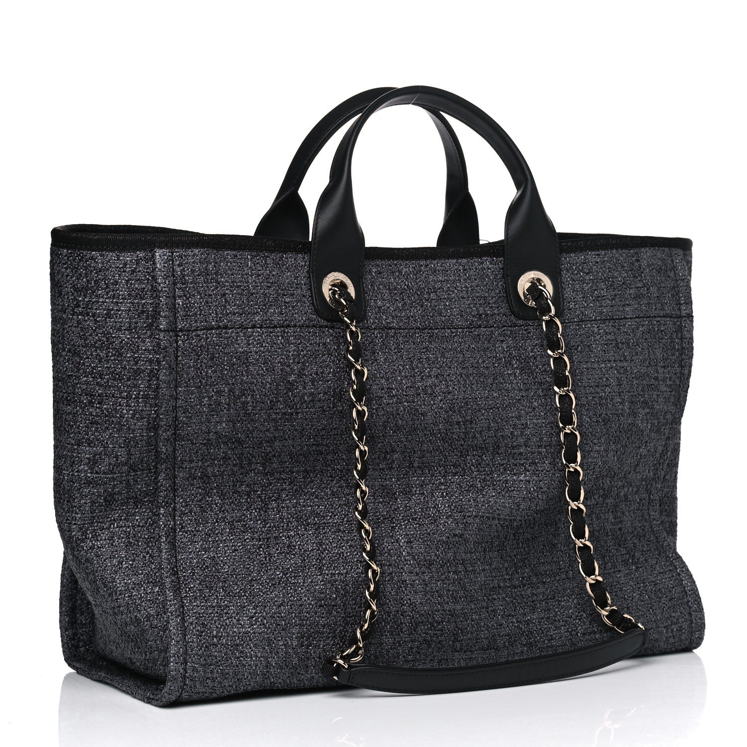 Chanel Woven Straw Raffia Large Deauville Tote Grey 2 of 5