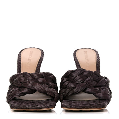 Bottega Veneta Raffia Twisted Intrecciato Stretch Mule Sandals 35 Bitter Chocolate 2 of 10