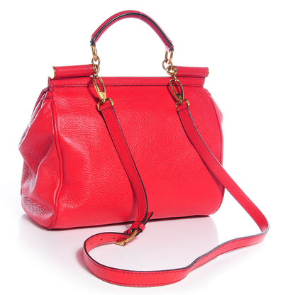 Dolce & Gabbana Grained Deerskin Medium Miss Sicily Satchel Red 3 of 7