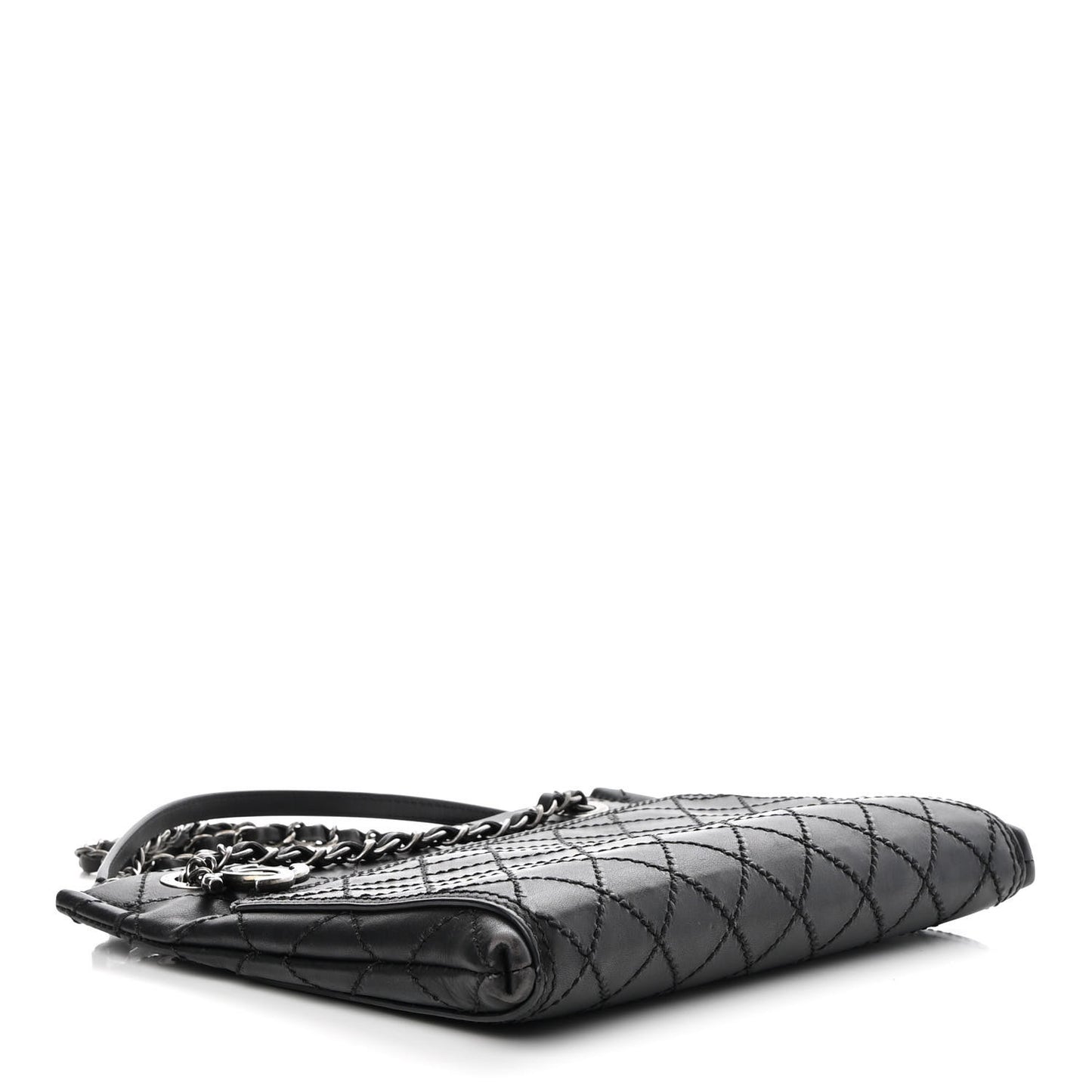 Calfskin Wild Stitch Small Shopping Tote Black