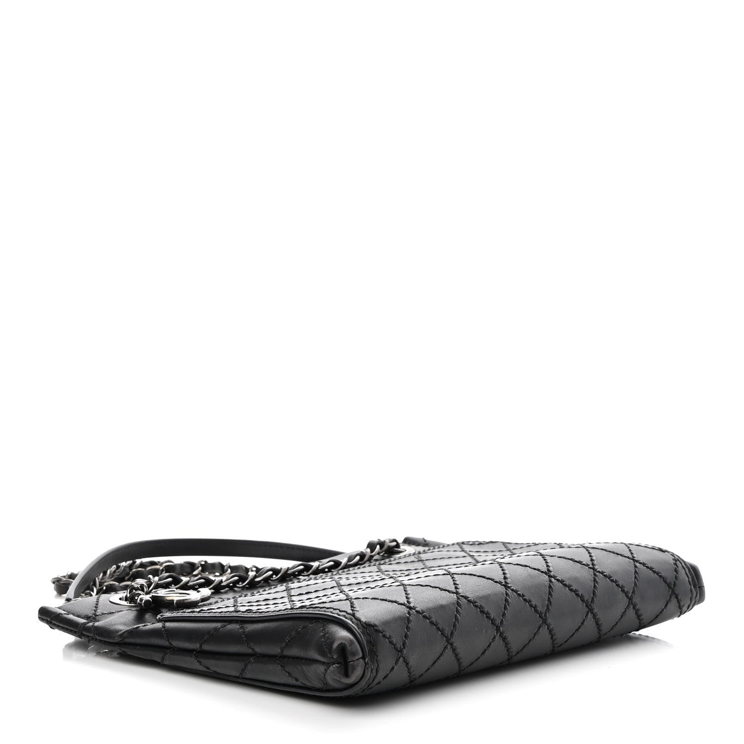 Chanel Calfskin Wild Stitch Small Shopping Tote Black 4 of 9