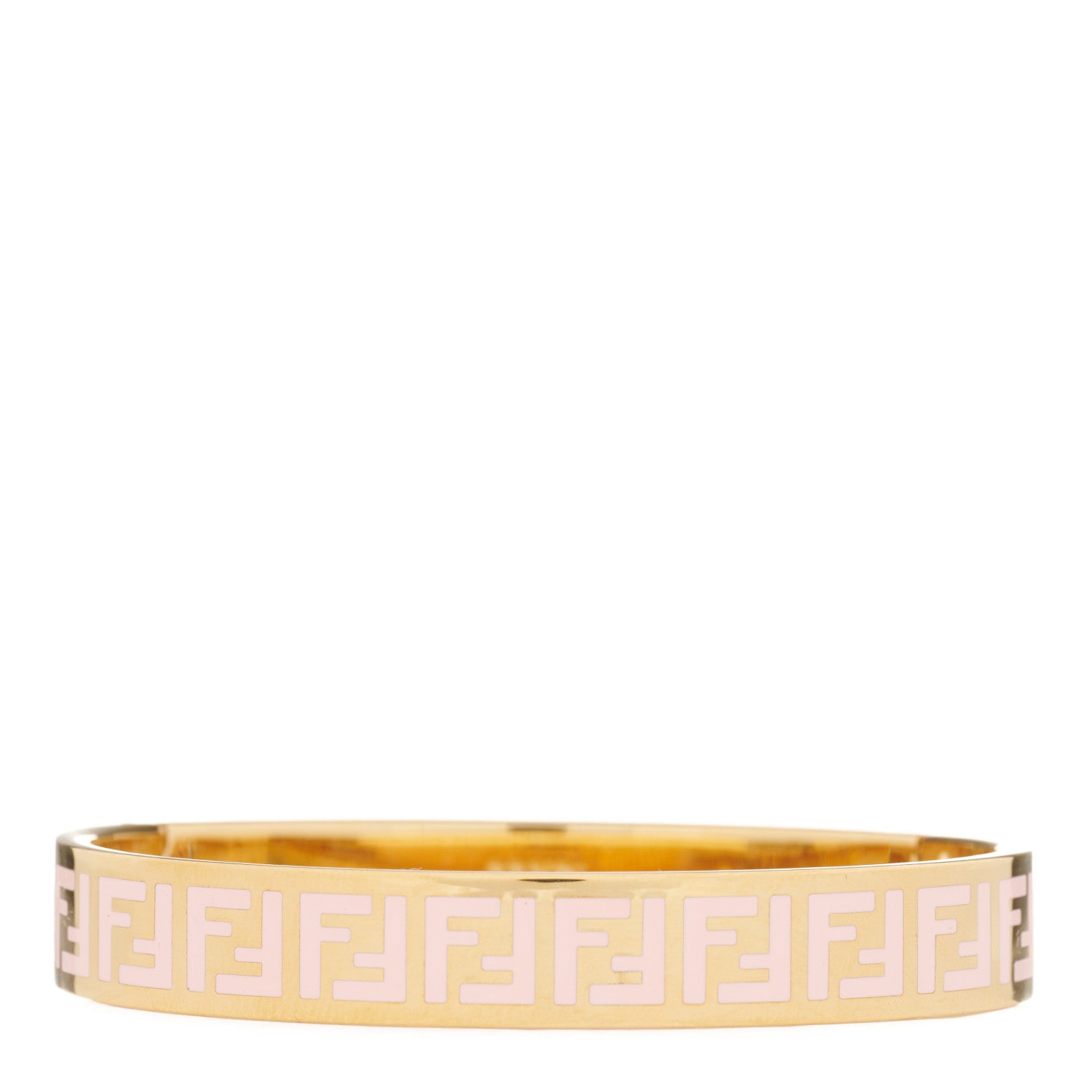 Fendi Brass Enamel FF Bracelet L Gold Pink 1 of 4