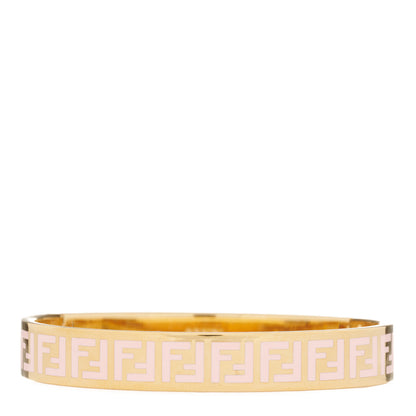 Fendi Brass Enamel FF Bracelet L Gold Pink 1 of 4