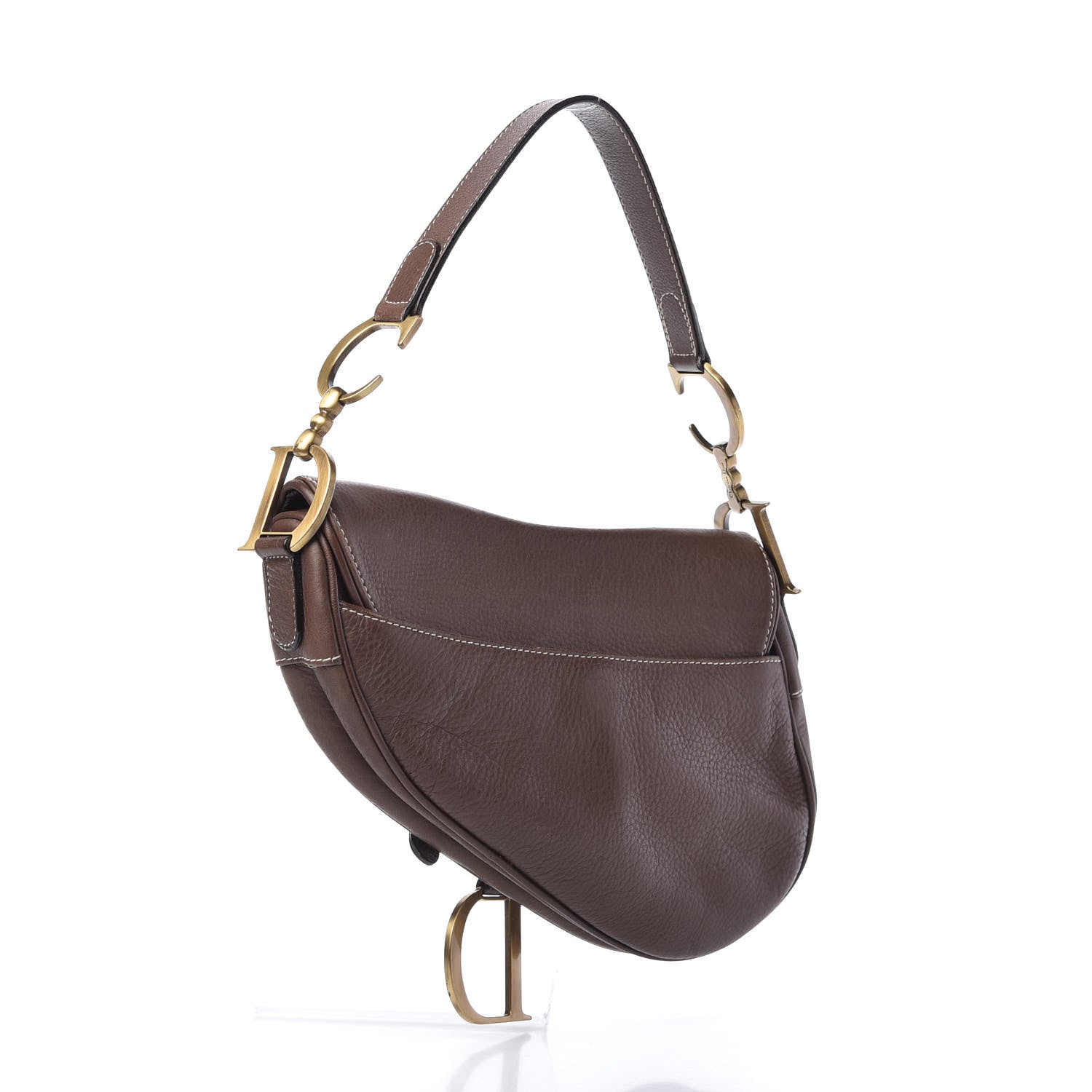 Christian Dior Calfskin Saddle Bag Brown 3 of 10