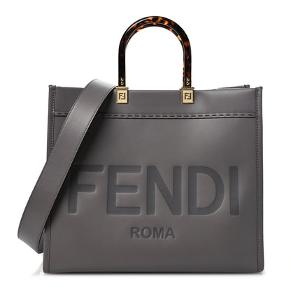 Fendi Vitello King Plexiglass Logo Embossed Medium Fendi Sunshine Shopper Tote Moon 1 of 14